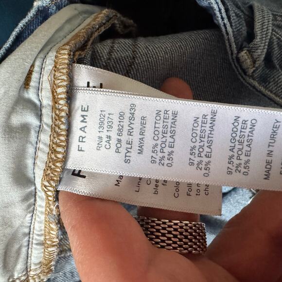 Frame Denim Maya River Retro V Yoke Straight Jeans Blue 5-Pocket High Rise Sz 28 - Picture 6 of 7